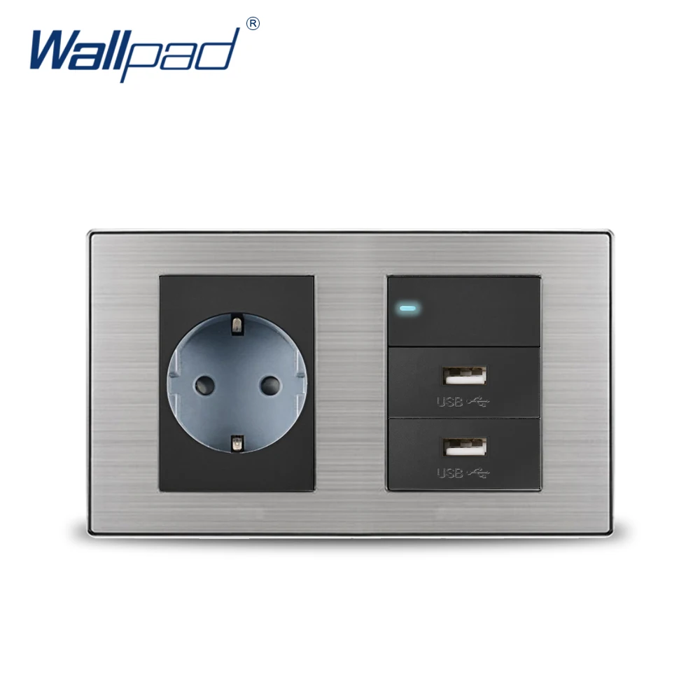 Wallpad EU German Socket & 1 Gang 2 Way Switch & 2 USB Charger 5V 1000mA Wall Power Charger Satin Metal Panel
Wallpad EU German Socket & 1 Gang 2 Way Switch & 2 USB Charger 5V 1000mA Wall Power Charger Satin Metal Panel