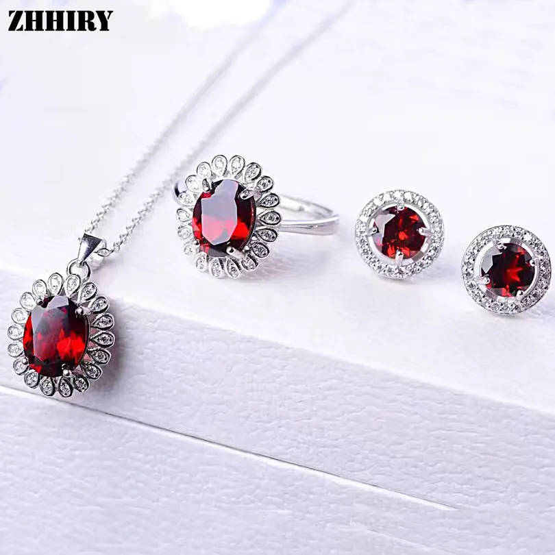ZHHIRY Women Jewelry Sets Natural Garnet Gem Stone Genuine 925 Sterling Silver Ring Earring Pendant Chain
ZHHIRY Women Jewelry Sets Natural Garnet Gem Stone Genuine 925 Sterling Silver Ring Earring Pendant Chain