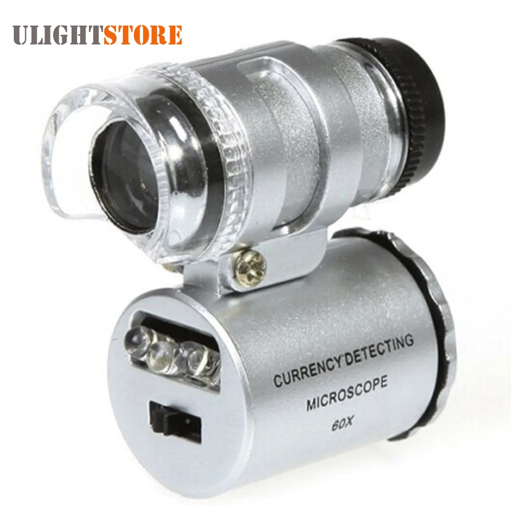 Mini 60X Magnifying Glass Magnifier Microscope Currency Detector Portable Jeweler Eye Watch Repair Jewelry Loupe with Led Light
Mini 60X Magnifying Glass Magnifier Microscope Currency Detector Portable Jeweler Eye Watch Repair Jewelry Loupe with Led Light