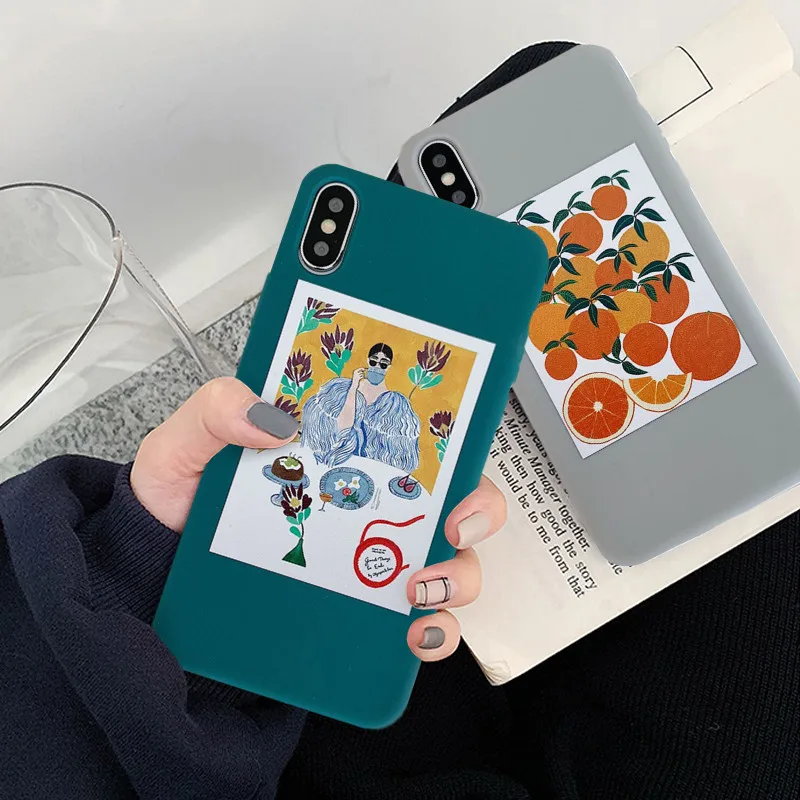 Матовый чехол для телефона GYKZ с оранжевой иллюстрацией iPhone XS MAX XR X 7 8 6 6s Plus мягкий