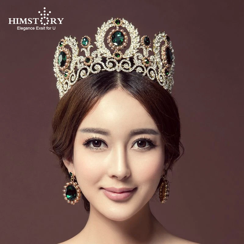 

HIMSTORY Luxurious Princess Tiaras Crown European Large Bride QUEEN CROWN Wedding Headdress Headband Hair Accessories Hairwear