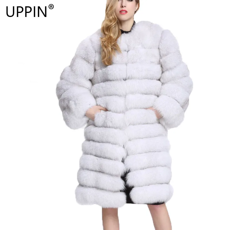 UPPIN шуба из страуса 2018 толстые теплые Для женщин искусственного меха пальто мода