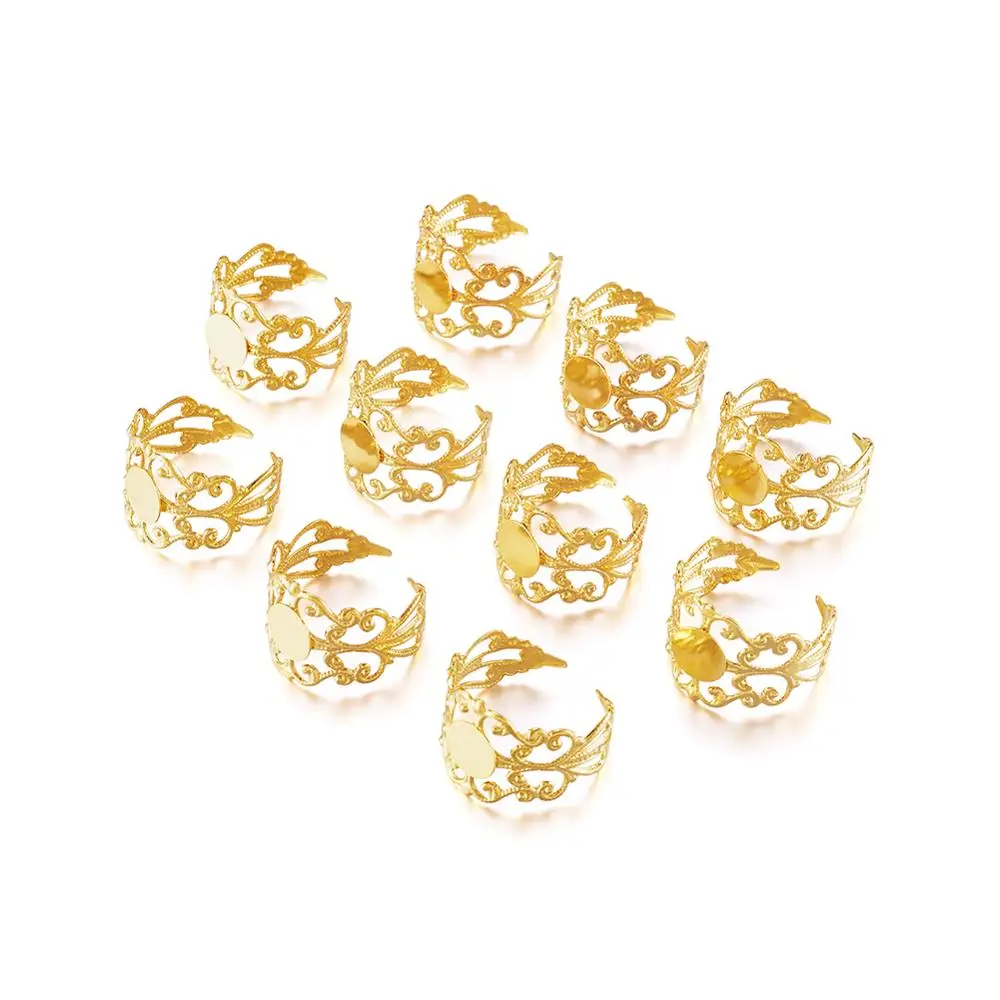 15pcs Brass Filigree Ring Shanks Pad Ring Base Findings For DIY Jewelry Making Finger Rings Adjustable Golden Size:7(17mm)
15pcs Brass Filigree Ring Shanks Pad Ring Base Findings For DIY Jewelry Making Finger Rings Adjustable Golden Size:7(17mm)