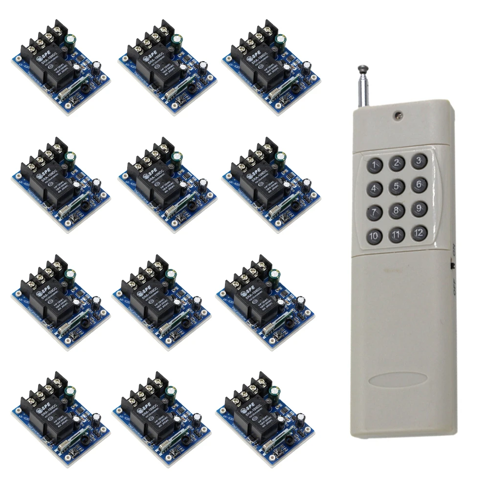 DC 12V 24V 36V 48V 1CH беспроводной переключатель 12X 1-канальный 30A реле приемники и 12 кнопок передатчик для промышленного строительства/фермы
DC 12V 24V 36V 48V 1CH беспроводной переключатель 12X 1-канальный 30A реле приемники и 12 кнопок передатчик для промышленного строительства/фермы