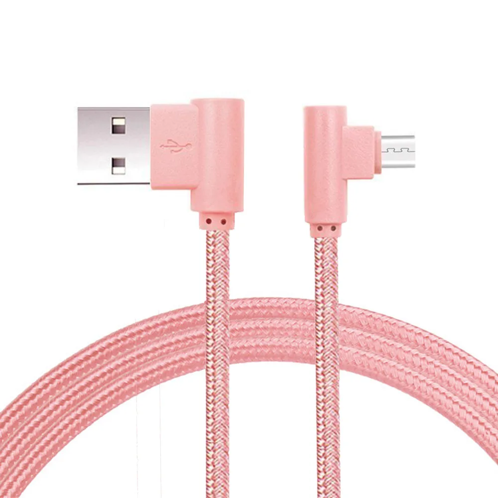 2018 нейлоновый Плетеный Micro USB 90 градусов прямоугольный 2 а кабель для быстрой