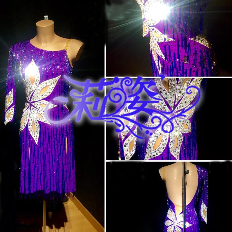 Professional customization latin dance dress girl or lady hot latin dancing dress competition Purple bead tassels
Professional customization latin dance dress girl or lady hot latin dancing dress competition Purple bead tassels