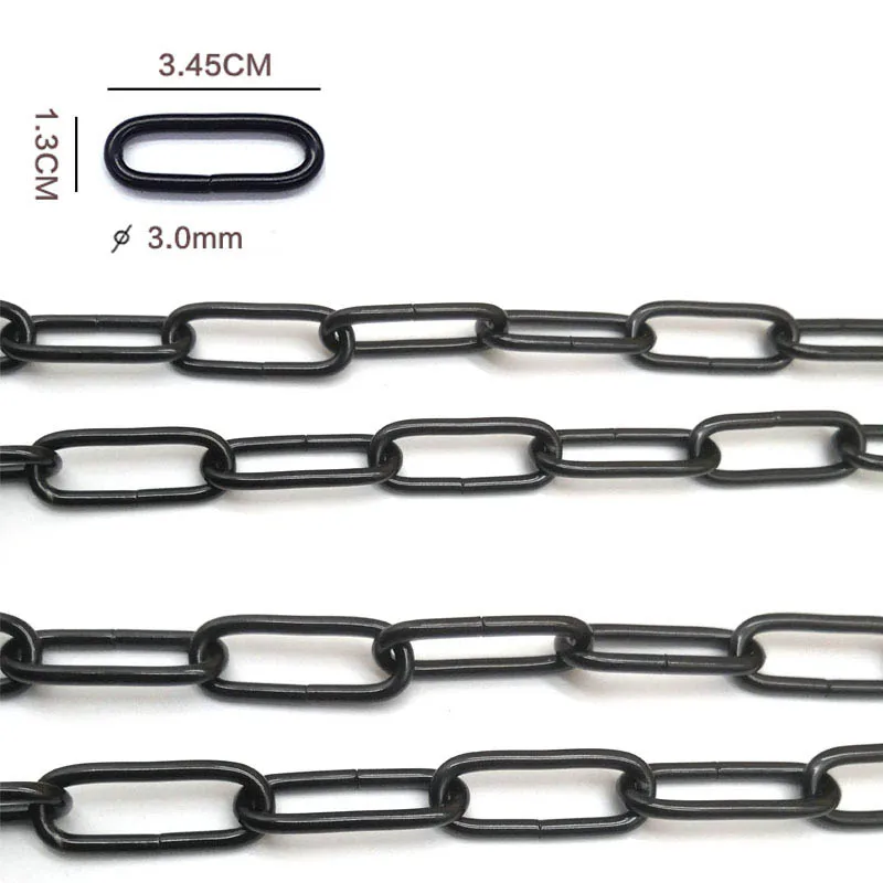 

Wholesale Cheap 1-10m Length 3mm Wire Small Black Chain Garden Door Outdoor Decorative Welded Black Metal Link Chain