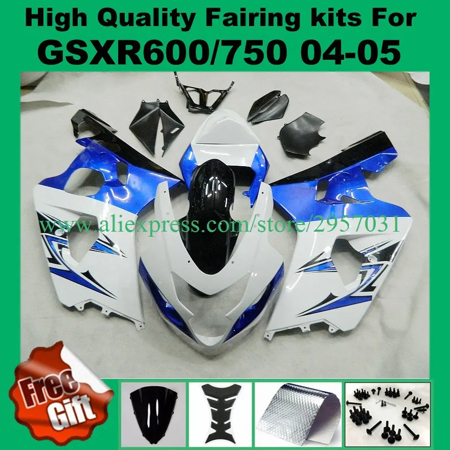 Injection K4 K5 Fairing kit for GSXR600 GSXR750 2004 2005 SUZUKI GSX-R600 GSX-R750 04 05 #4438 fairings GSXR600 750 blue white
Injection K4 K5 Fairing kit for GSXR600 GSXR750 2004 2005 SUZUKI GSX-R600 GSX-R750 04 05 #4438 fairings GSXR600 750 blue white
