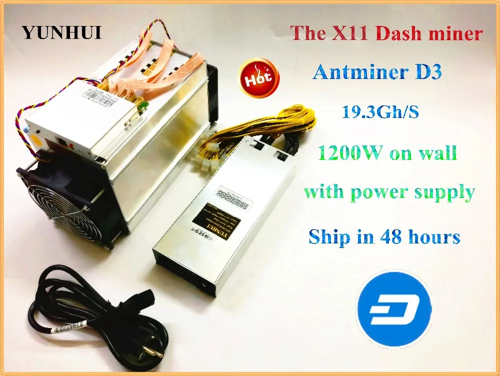 

DASH Miner ANTMINER D3 19.3 GH/s With 1800W Power Supply X11 Dashcoin Mining Machine