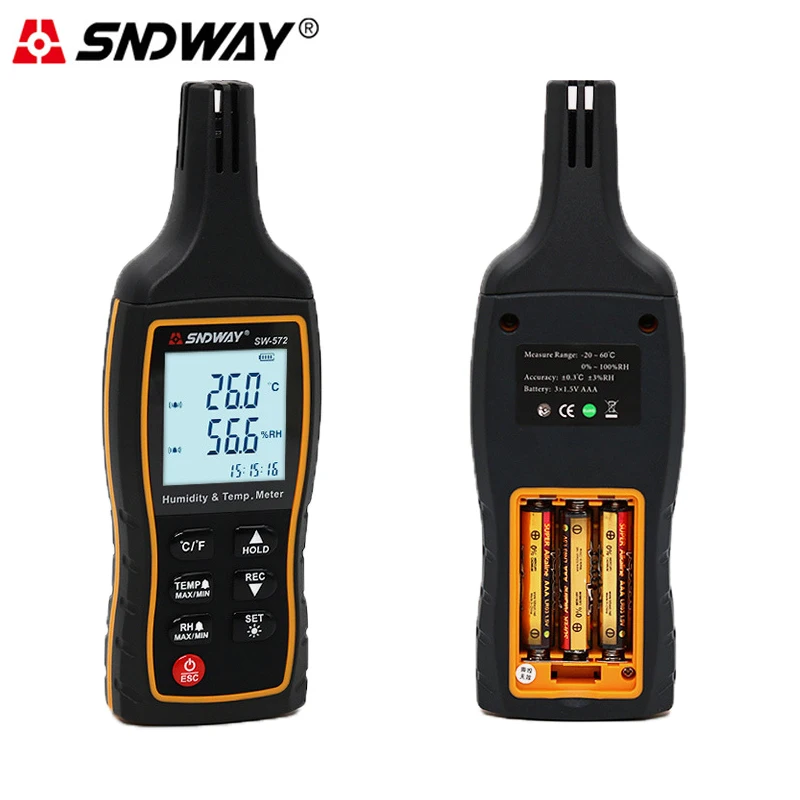 SW572 Handheld Digital Thermometer Hygrometer Temperature Humidity Meter With Backlight
SW572 Handheld Digital Thermometer Hygrometer Temperature Humidity Meter With Backlight
