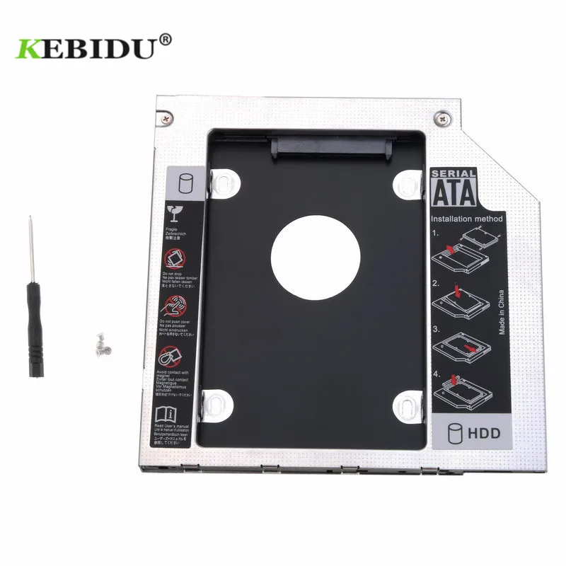 Kebidu Алюминиевый металлический 2 й HDD Caddy 9 5 мм SATA 3 0 коробка для жесткого диска "SATA