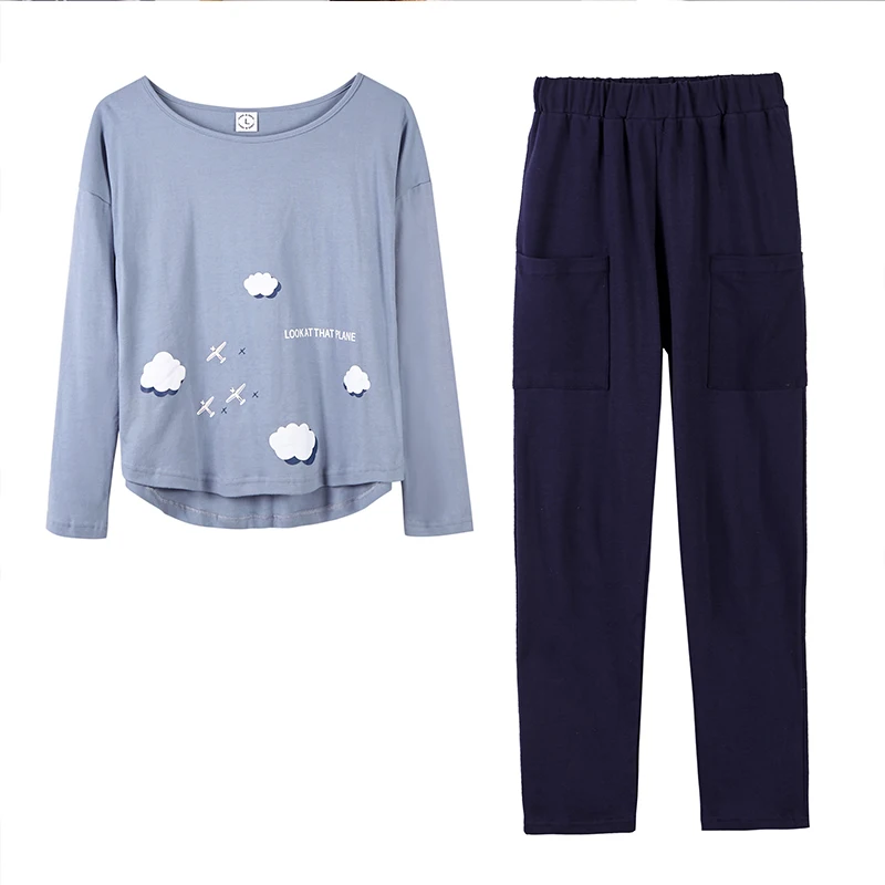 Spring Autumn Blue Color Pyjamas Cartoon Women Long Sleeve Sleepwear Suit Home Women Gift Female Sleep Tops+Pants Pijamas Mujer
Spring Autumn Blue Color Pyjamas Cartoon Women Long Sleeve Sleepwear Suit Home Women Gift Female Sleep Tops+Pants Pijamas Mujer