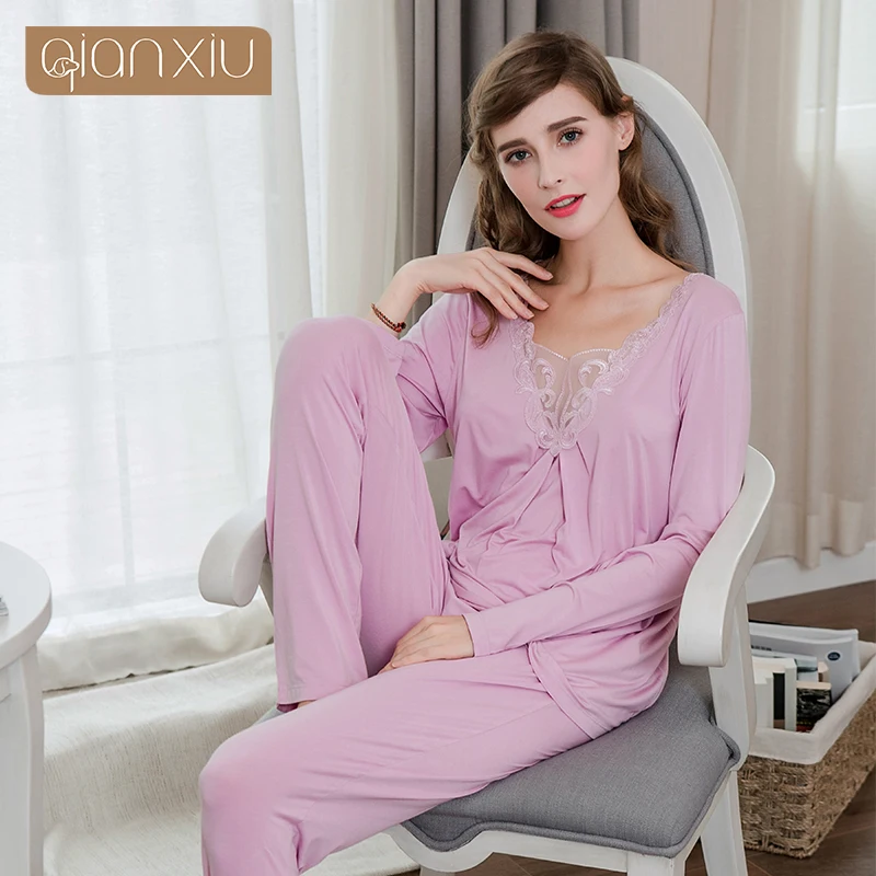 2019 Осенняя брендовая Домашняя одежда женский сексуальный кружевной пижамный
