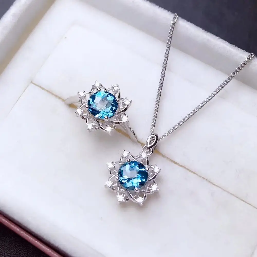 Ocean Blue topaz gemstone jewelry set including ring necklace with 925 silver natural gem good color luck birthstone gift
Ocean Blue topaz gemstone jewelry set including ring necklace with 925 silver natural gem good color luck birthstone gift