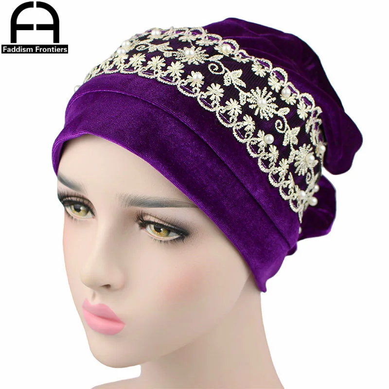 High Quality Fashion Women Turban Velvet Turban Hat Chemo Headwear Bandanas Lace Pearl Bowknot Beanie Hat Hair Accessories Hat
High Quality Fashion Women Turban Velvet Turban Hat Chemo Headwear Bandanas Lace Pearl Bowknot Beanie Hat Hair Accessories Hat