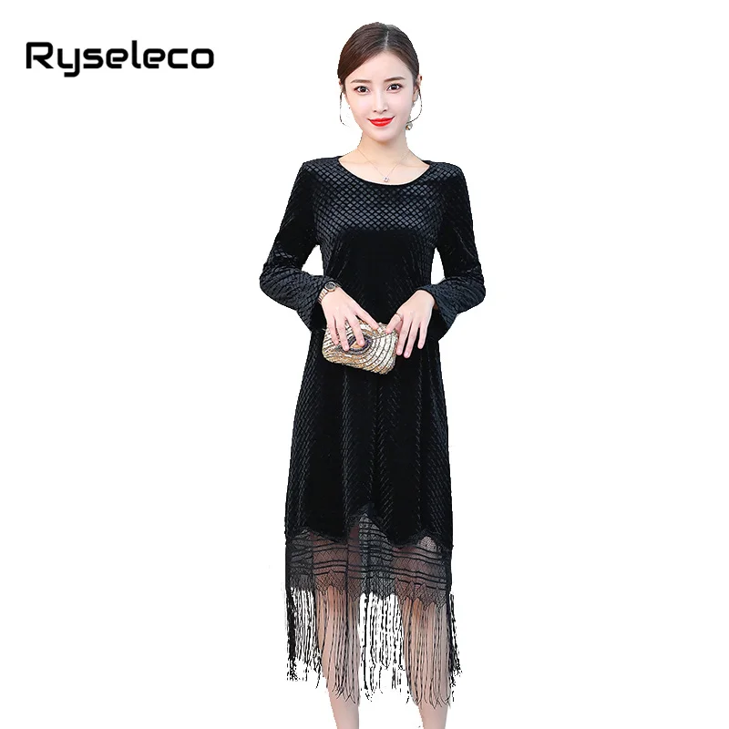 Plus Size Women Velvet Dresses Ladies Elegant Vintage Plaid Velour Patchwork Tassels Fringe Long Sleeve Basic Casual Black Dress
Plus Size Women Velvet Dresses Ladies Elegant Vintage Plaid Velour Patchwork Tassels Fringe Long Sleeve Basic Casual Black Dress