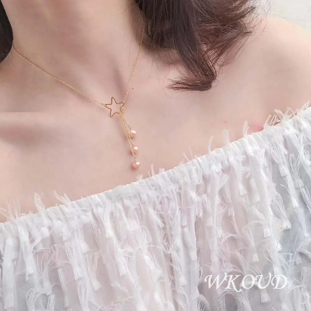 WKOUD изящное жемчужное ювелирное изделие 14K GF звезда с кисточкой регулируемое