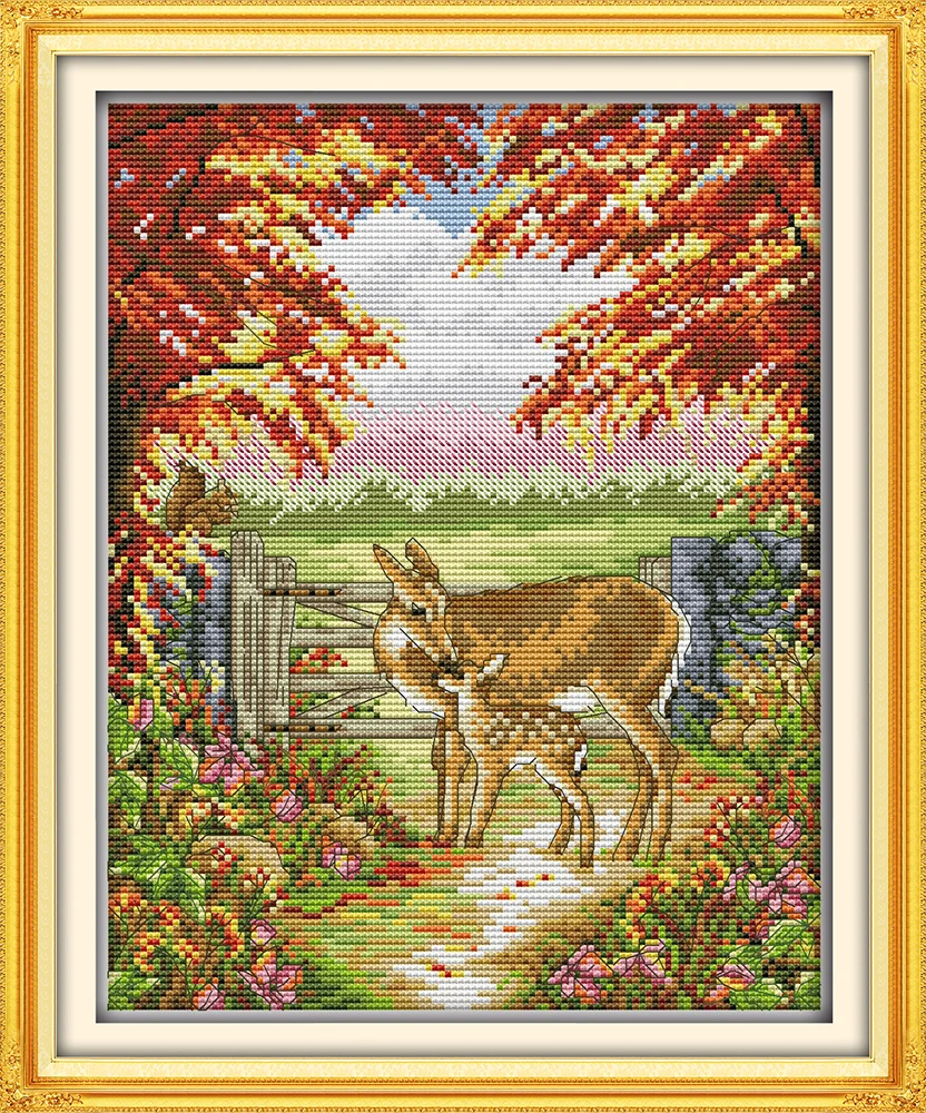 Warm deer mother and child cross stitch kit package aida 14 count pre stamped fabric needles embroidery DIY handmade needlework
Warm deer mother and child cross stitch kit package aida 14 count pre stamped fabric needles embroidery DIY handmade needlework