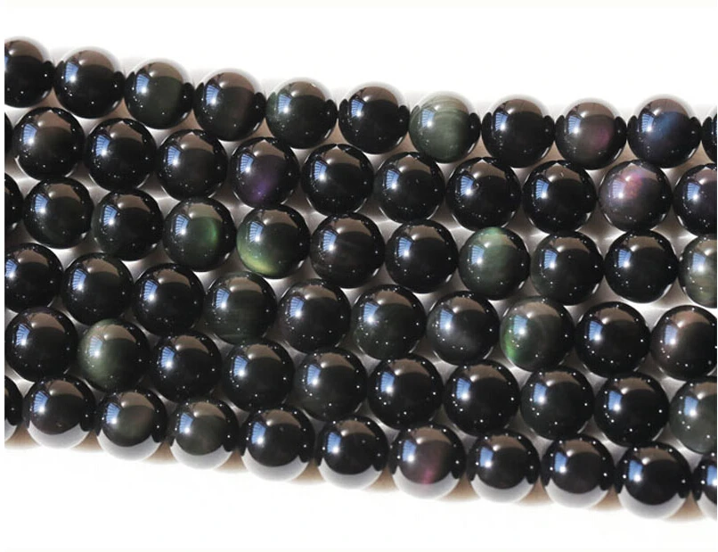 

Natural Rainbow Obsidian 6mm 8mm 10mm 12mm Smooth Round Stone Bead Gem stone Loose Bead Strand Grade A 1string