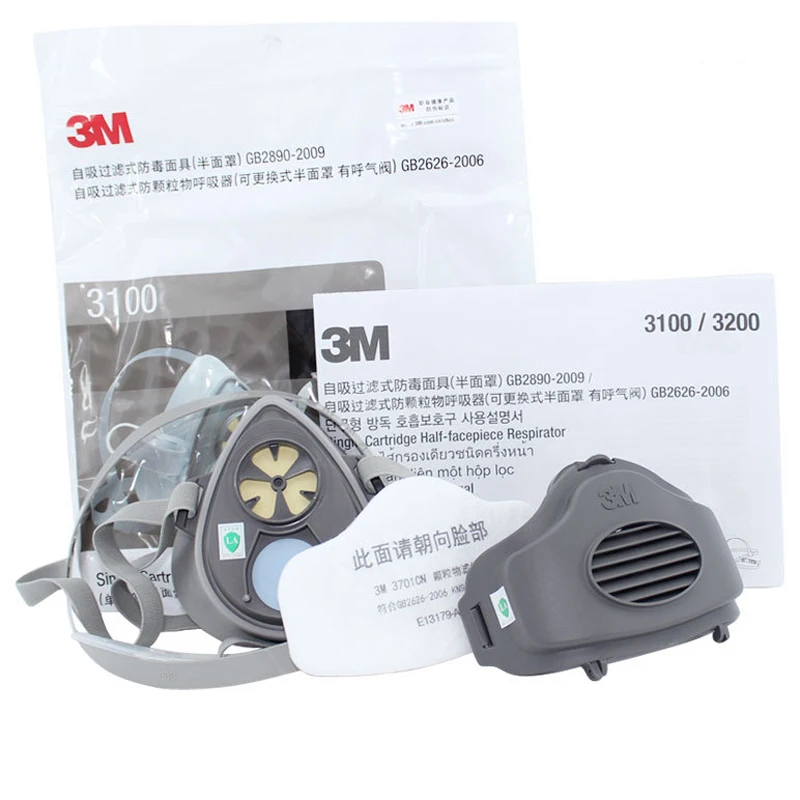 3M 3200 + 10 шт. 3701cn хлопковая полумаска с фильтром респиратор защитная маска для лица
