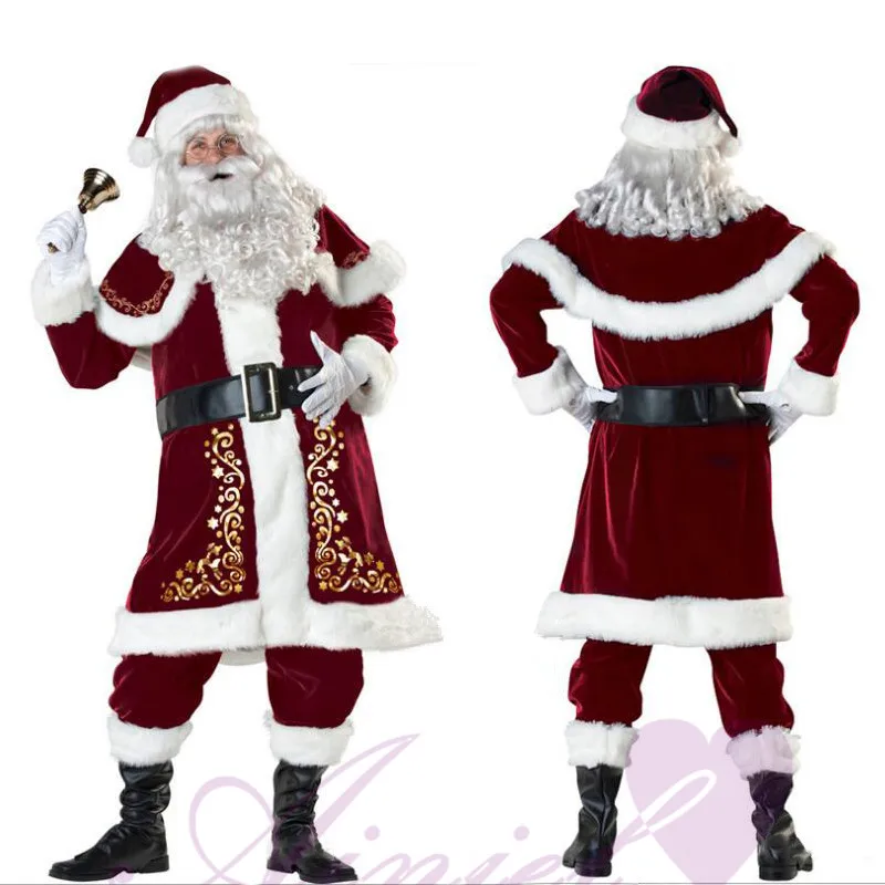 Full set Adult Santa Claus Father Christmas Costumes Red Christmas Clothes Santa Suit Xmas Gift Luxury Suit
Full set Adult Santa Claus Father Christmas Costumes Red Christmas Clothes Santa Suit Xmas Gift Luxury Suit