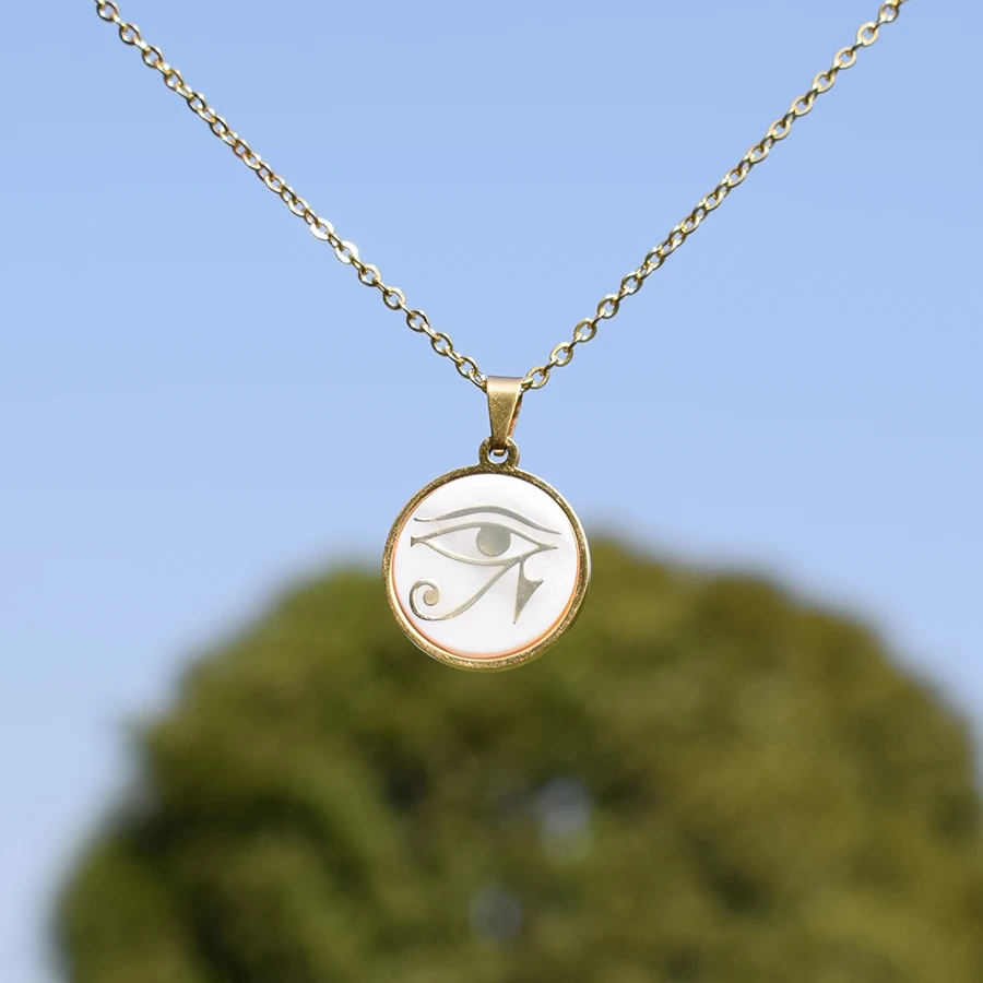 Trendy Evil's Eye Women Necklace Stainless Steel Eye of Horus Shell Necklaces & Pendants Female Prayer Jewelry Gift
Trendy Evil's Eye Women Necklace Stainless Steel Eye of Horus Shell Necklaces & Pendants Female Prayer Jewelry Gift