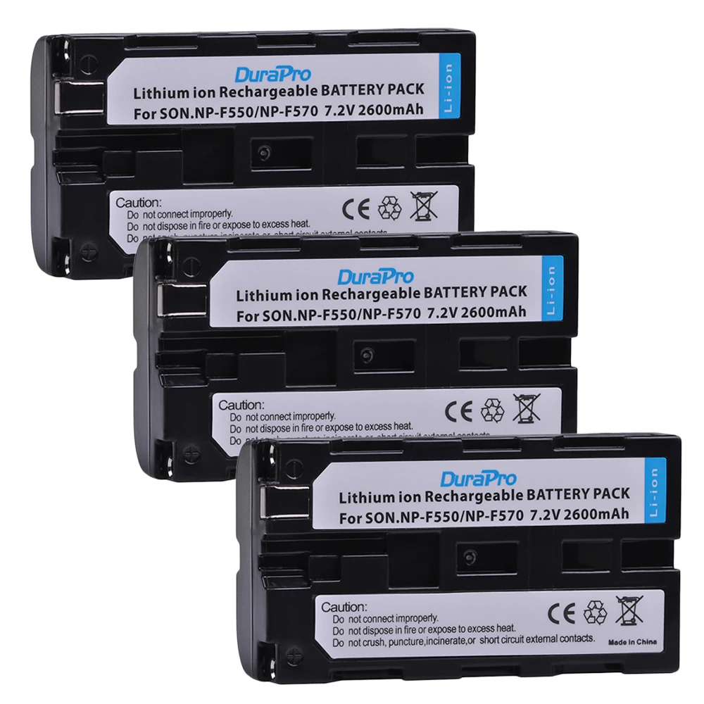 DuraPro 3pc NP-F550 NP-F570 7.2V 2600mAH Rechargeable Li-ion battery for Sony CCD-SC55 CCD-TRV81 DCR-TRV210 MVC-FD81
DuraPro 3pc NP-F550 NP-F570 7.2V 2600mAH Rechargeable Li-ion battery for Sony CCD-SC55 CCD-TRV81 DCR-TRV210 MVC-FD81