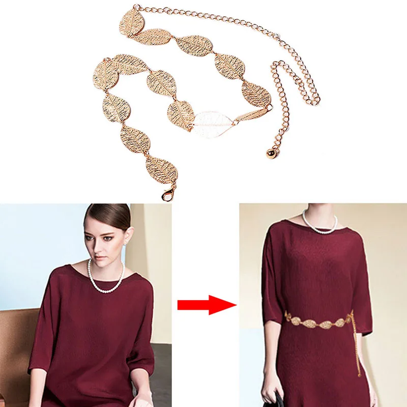 Lady Girls Thin Gold Silver Metal Leaves Shape Wedding Waistband Women Girls Stretch Skinny Belt
Lady Girls Thin Gold Silver Metal Leaves Shape Wedding Waistband Women Girls Stretch Skinny Belt