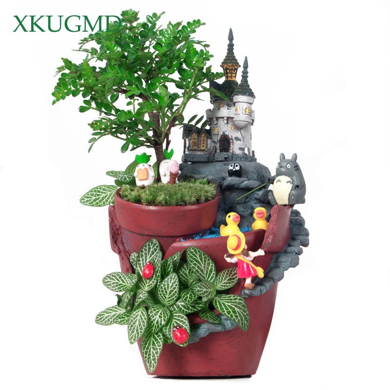 

Creative Castle House Shaped Resin Garden Pot New Novelty Bonsai Plant Flower Pot for Rural House Planter Office Desk Decoration