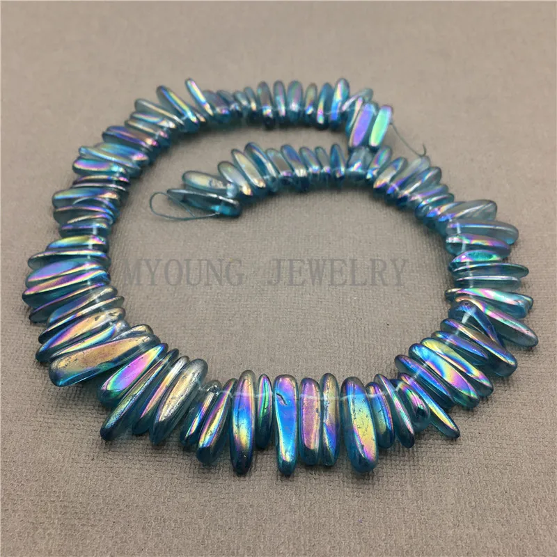MY0594 Smooth Titanium Glass Stick Beads,Sky Blue Spike Point Chip Top Drilled Necklace Beads
MY0594 Smooth Titanium Glass Stick Beads,Sky Blue Spike Point Chip Top Drilled Necklace Beads