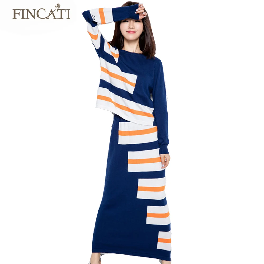 Women's Autumn Winter Runway Brand Cashmere Blend Striped Sweater+Long SetsTwo Piece Dress Knitwear Knitted Jumper Dresses
Women's Autumn Winter Runway Brand Cashmere Blend Striped Sweater+Long SetsTwo Piece Dress Knitwear Knitted Jumper Dresses