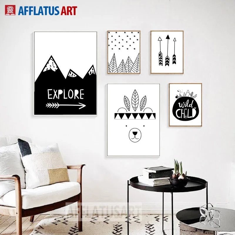 AFFLATUS Explore Bear Arrow Wall Art Canvas Painting Black White Posters And Prints Wall Pictures Nordic Style Kids Decoration
AFFLATUS Explore Bear Arrow Wall Art Canvas Painting Black White Posters And Prints Wall Pictures Nordic Style Kids Decoration
