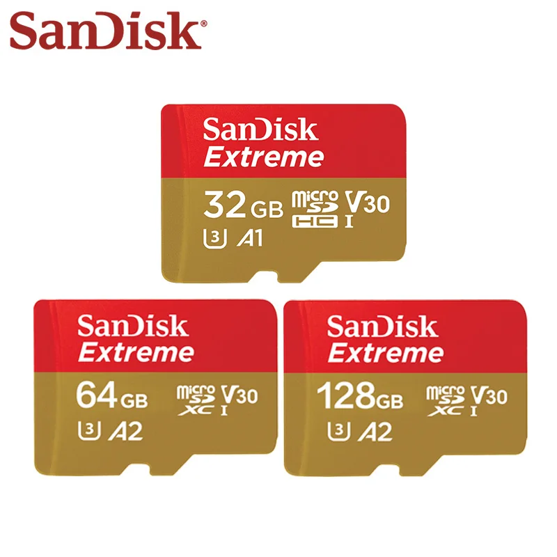 

Original SanDisk Micro SD Card 32GB 64GB A1 High Speed 160MB/S U3 128GB A2 V30 UHS-I Extreme Memory Card TF Card Memory Microsd