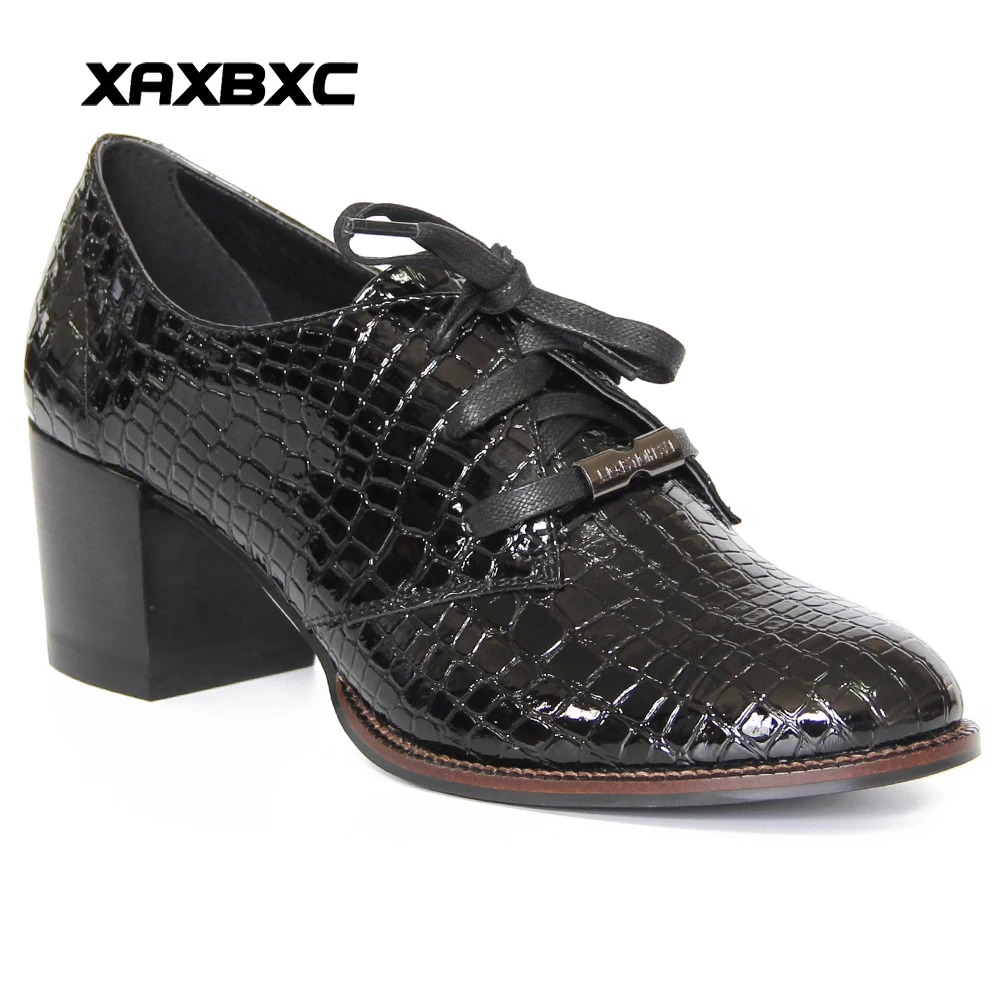 Фото Женские туфли лодочки XAXBXC Кожаные Туфли оксфорды на платформе и - купить
