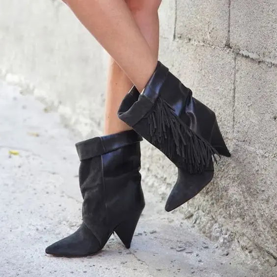 Moraima Snc Newest Pointed Toe Suede Fringed Ankle Boots Sexy Spike Heels Woman High Heel Shoes Leather Riding Boots Black Grey
Moraima Snc Newest Pointed Toe Suede Fringed Ankle Boots Sexy Spike Heels Woman High Heel Shoes Leather Riding Boots Black Grey