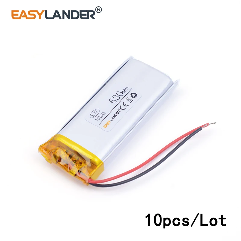 10pcs /Lot 702045 3.7v lithium Li ion polymer rechargeable battery MP5 MP4 wireless WIFI digital products medical device 630mAH
10pcs /Lot 702045 3.7v lithium Li ion polymer rechargeable battery MP5 MP4 wireless WIFI digital products medical device 630mAH