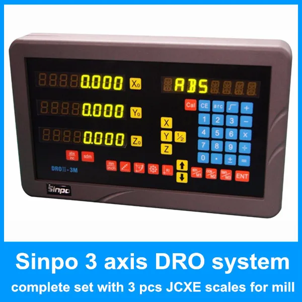 Free shipping 3 axis DRO system Sinpo DRO-3M digital readout for milling machine with 3 pcs 5um Sinpo JXCE5 linear glass scale
Free shipping 3 axis DRO system Sinpo DRO-3M digital readout for milling machine with 3 pcs 5um Sinpo JXCE5 linear glass scale