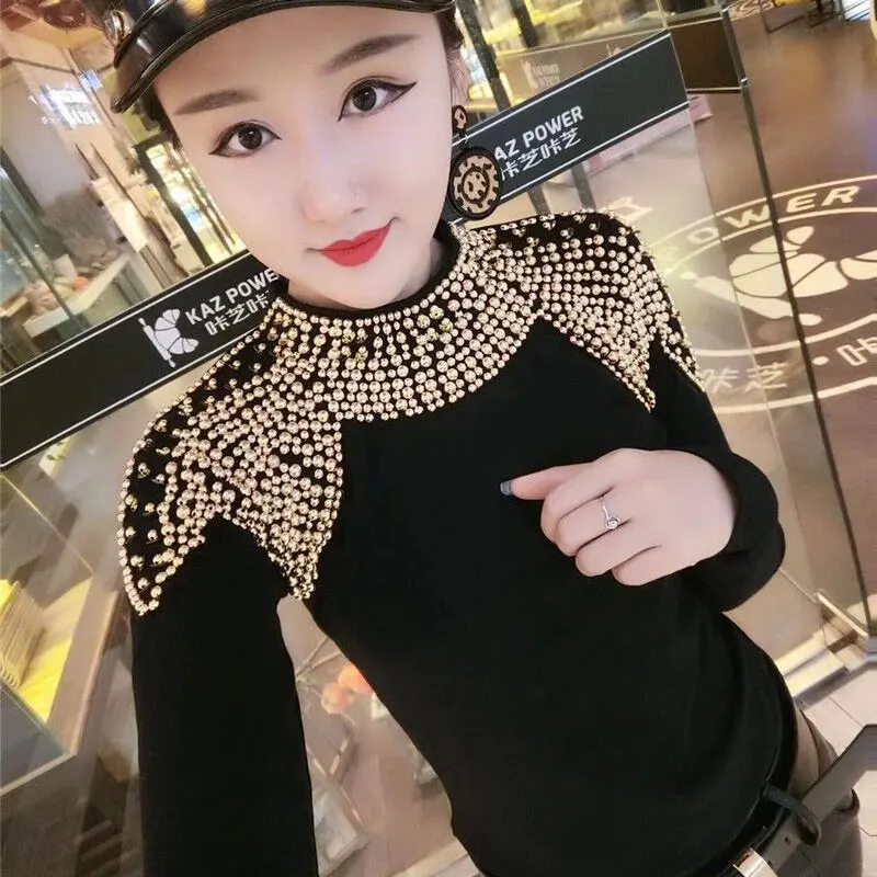 Plus Size Women Long Sleeve Half Turtleneck Tshirt Spring Autumn New Slim Beaded Fashion T-shirt Tops Girls High Street T-shirts
Plus Size Women Long Sleeve Half Turtleneck Tshirt Spring Autumn New Slim Beaded Fashion T-shirt Tops Girls High Street T-shirts
