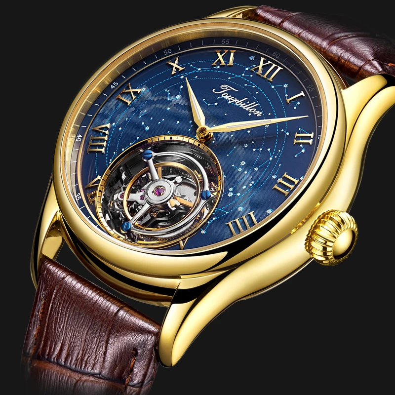 Tourbillon механические часы для мужчин Топ бренд сапфировые зеркальные Оригинальные