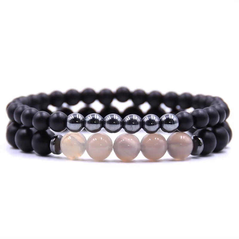 HONEYYIYI Couple Bracelets & Bangles 2pcs/set Matte Stone Beads For Women Yoga Bracelet Men Jewelry Pulseras | Украшения и
