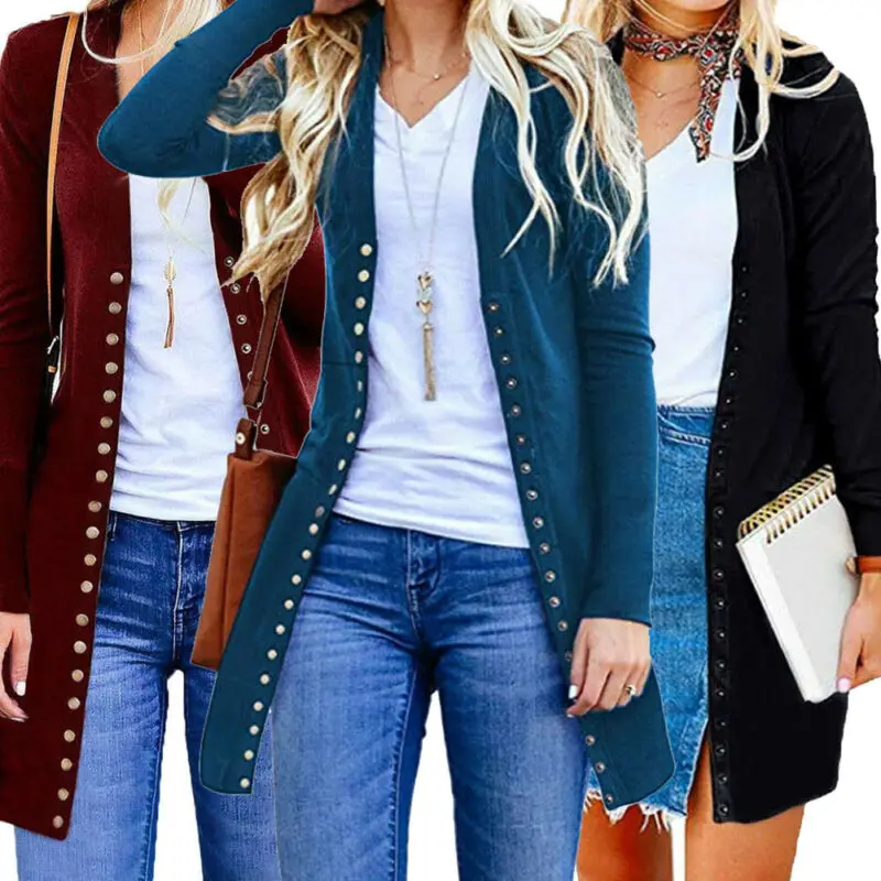 Women Long Sleeve Tops Coats Solid Color Casual Knitted Button Cardigan Knitwear Outwear Spring Autumn Long Sleeve Knit Jacket
Women Long Sleeve Tops Coats Solid Color Casual Knitted Button Cardigan Knitwear Outwear Spring Autumn Long Sleeve Knit Jacket