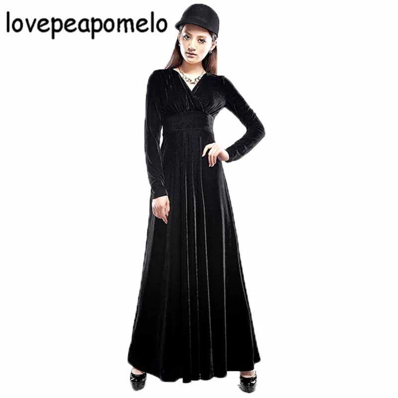 Spring And Autumn Women's Dress Vintage Gold Velet Long Dress Large Size Korean V-neck Long Female Dress J324
Spring And Autumn Women's Dress Vintage Gold Velet Long Dress Large Size Korean V-neck Long Female Dress J324