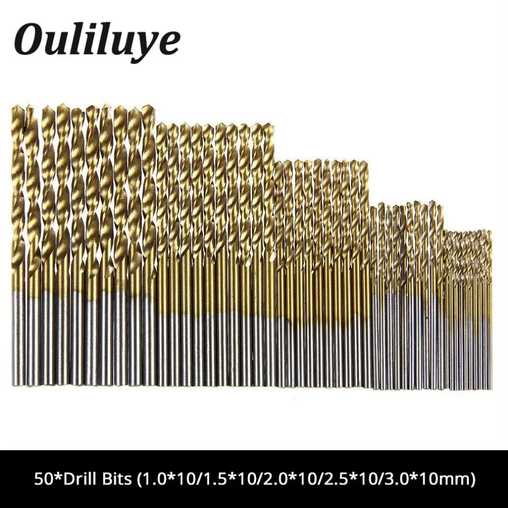 50Pcs/Set HSS Drill Bit Titanium Coated High Speed Steel Drilling Bits Set Woodworking Drilling Tool for Dremel Mini Drill
50Pcs/Set HSS Drill Bit Titanium Coated High Speed Steel Drilling Bits Set Woodworking Drilling Tool for Dremel Mini Drill