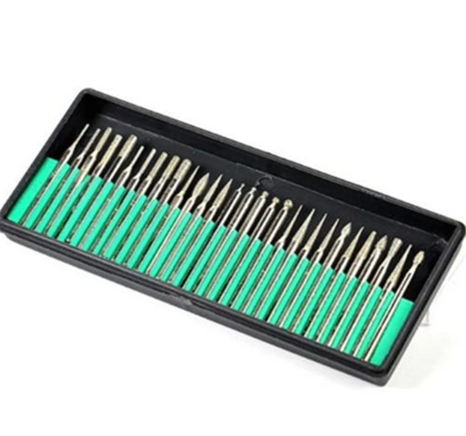 Hot Sale 30pcs 2.35mm Shank Diamond Burs Set With Box For Dremel Electric Grinder Power Tool Accessories Abrasive Tools
Hot Sale 30pcs 2.35mm Shank Diamond Burs Set With Box For Dremel Electric Grinder Power Tool Accessories Abrasive Tools