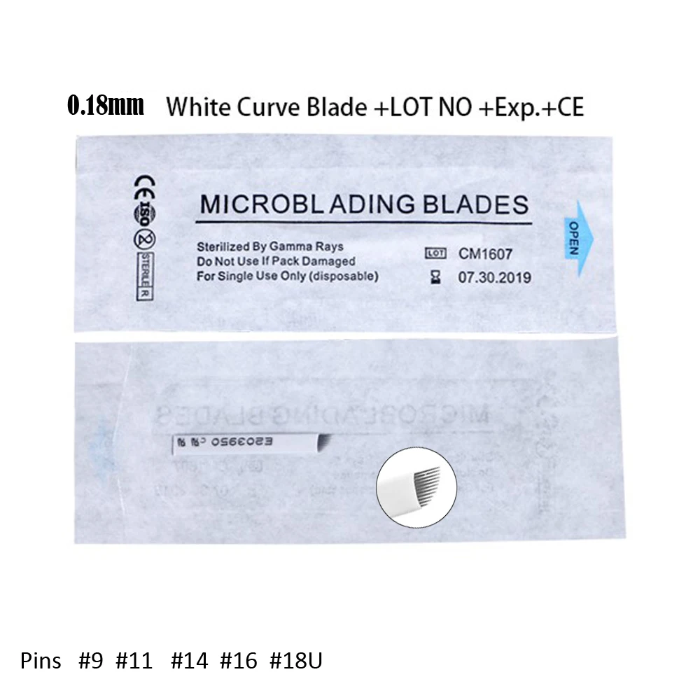 Lot No & expiry date 0.18mm white curve blade microblading needle permanent makeup needle tattoo pen needle 9/11/14/16/18U pins
Lot No & expiry date 0.18mm white curve blade microblading needle permanent makeup needle tattoo pen needle 9/11/14/16/18U pins
