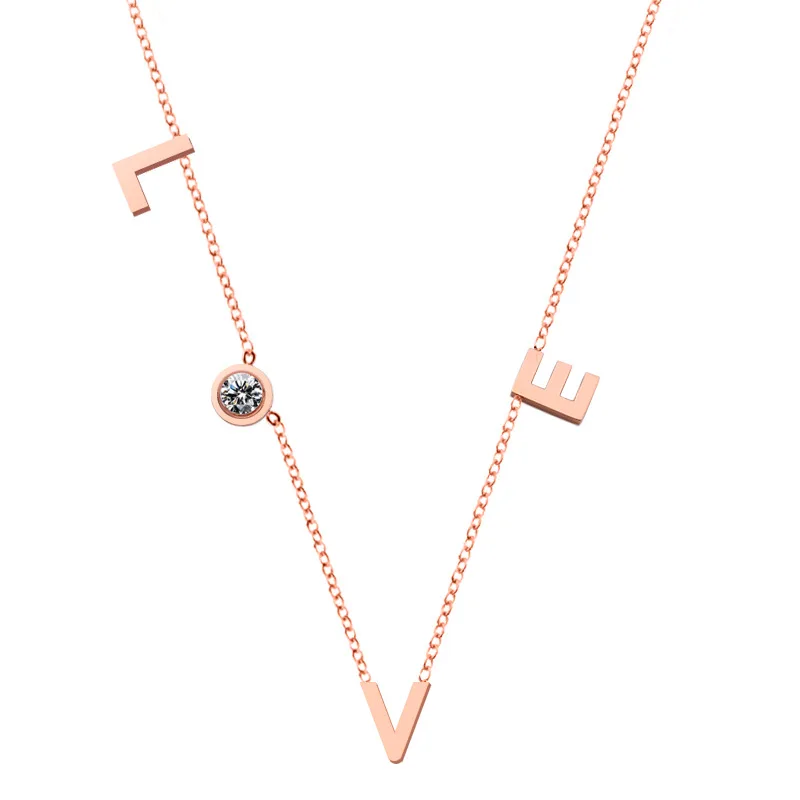 Round Shaped Zircon Necklace Stainless Steel Gold Jewellery Women LOVE Alphabet Letter Chain Necklace For Valentine Day Gift
Round Shaped Zircon Necklace Stainless Steel Gold Jewellery Women LOVE Alphabet Letter Chain Necklace For Valentine Day Gift