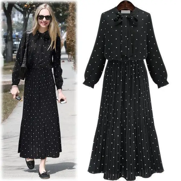 Artfeel 2018 New Print Autumn dress Women Sweet Slim Longuette Boho Black Dress Dot Office Lady dress Lace up Plus Size
Artfeel 2018 New Print Autumn dress Women Sweet Slim Longuette Boho Black Dress Dot Office Lady dress Lace up Plus Size