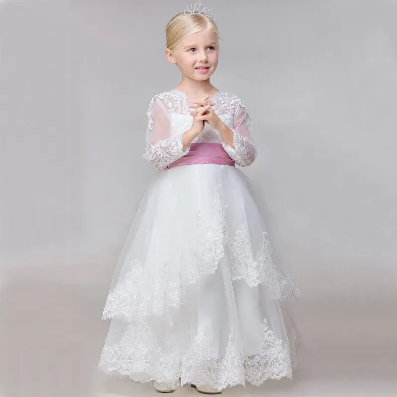 Lovely Long Sleeve Flower Girl Dresses With Bow Sash Lace Appliques First Communion Dresses For Girls Birthday Party
Lovely Long Sleeve Flower Girl Dresses With Bow Sash Lace Appliques First Communion Dresses For Girls Birthday Party