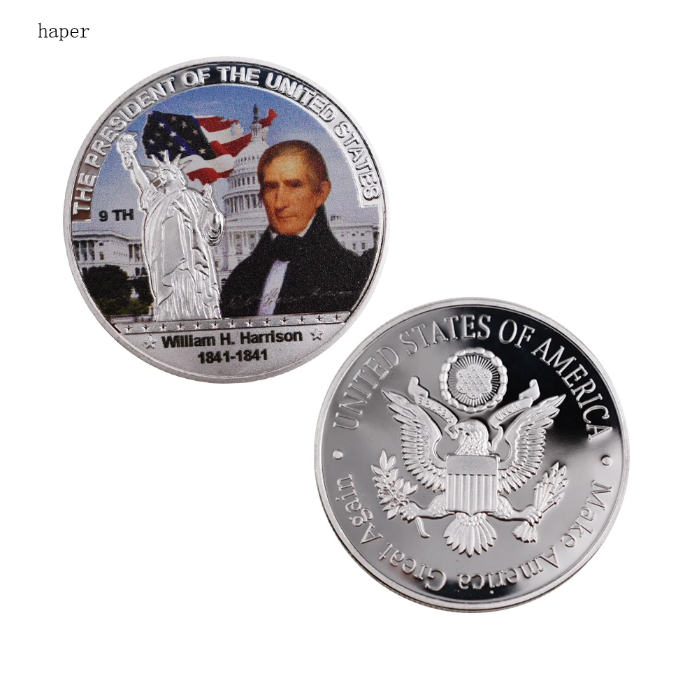 USA 9th President William Henry Harrison Challenge Coin Commemorative Silver Plated Coin with Plastic Case for Collection
USA 9th President William Henry Harrison Challenge Coin Commemorative Silver Plated Coin with Plastic Case for Collection