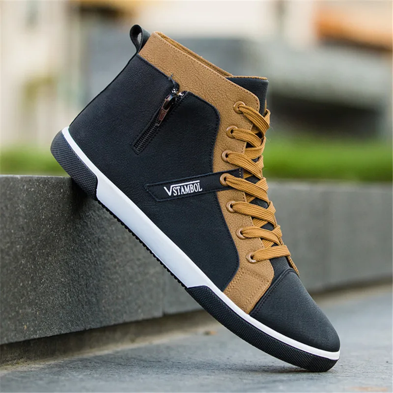 2019Men's Vulcanize Shoes Men Spring Autumn Top Fashion Sneakers Lace-up High Style Solid Colors Man ShoesMen Canvas Sprin | Обувь